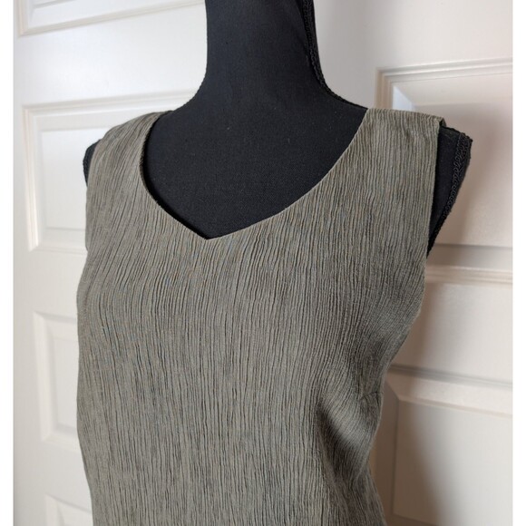 J Jill Pure Jill Size S Dress Sleeveless Asymmetric Textured Tencel Olive Green - Picture 3 of 12